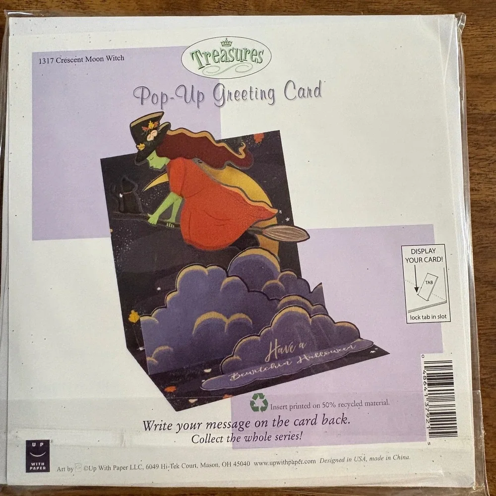 2 Up With Paper Halloween Pop Up Greeting Cards Witch Crescent Moon Spooky House